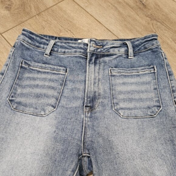 Freckled Poppy x Risen Bootcut Jeans- Women's 11/30 Patch Pocket Stretch Boho - Picture 3 of 13